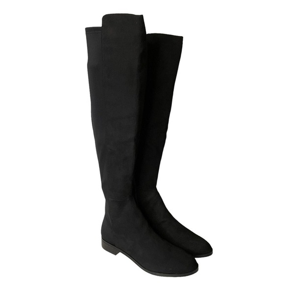 J.Crew NEW Over Knee Boots Microsuede Black Size 7 Stretchy Riding Equestrian - Picture 1 of 10